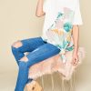 Rayon Blend Tropical Print Top Side Knot Short