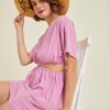 Washed Cotton Mini Dress T Shirt Style Cutout