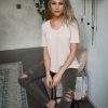 Waffle Knit Tunic Top Open Knotted Back Detail