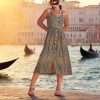 Dandelion Buttoned Floral Pattern Summer Dress With Pockets